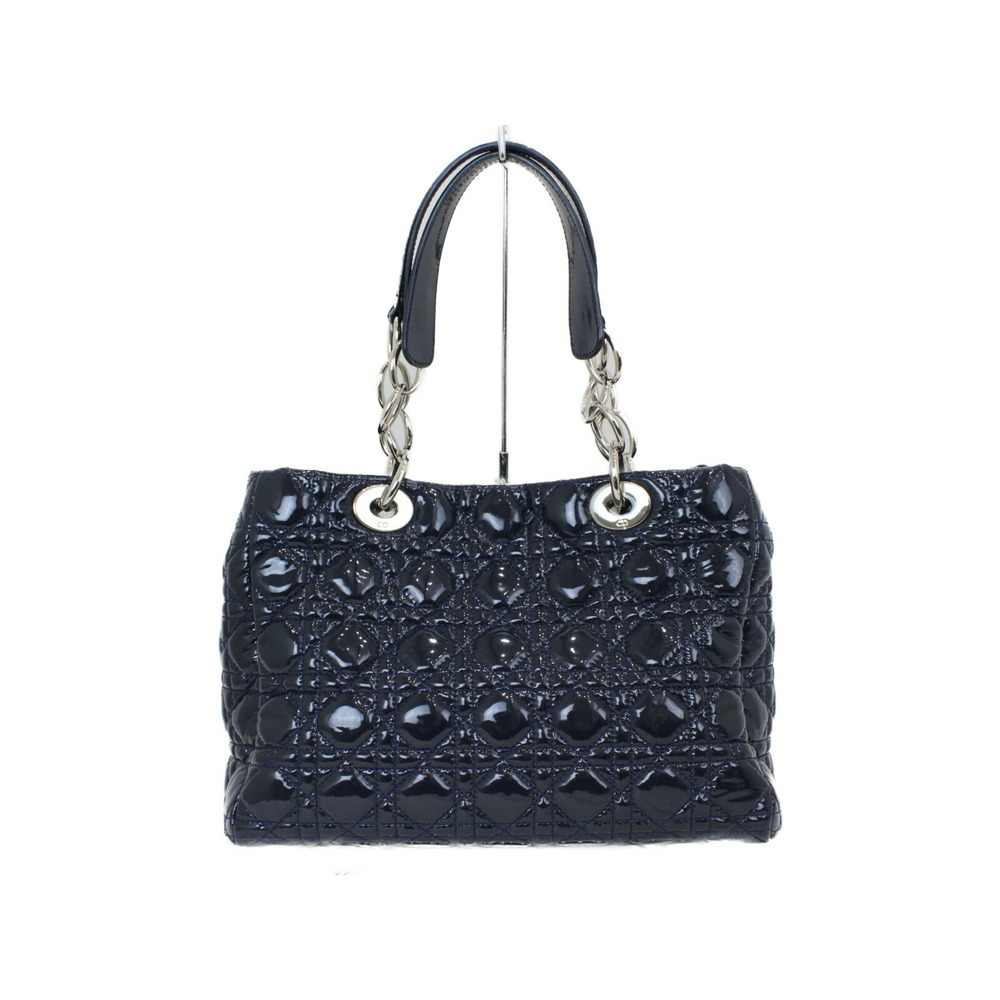 Dior leather Navy Blue handbag Lady Cannage enamel Christian - Picture 1 of 7